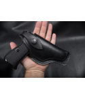 Black Leather Flap OWB Compact Hunting Holster
