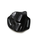 Black Leather Pancake OWB Revolver Holster – front profile view