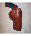 Brown OWB Leather Revolver Holster With Retention Strap