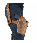 Brown Leather Adjustable Drop Leg Holster angled side view