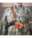 Brown Leather Revolver Chest Holster For Hunting Carry