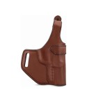 Brown Leather Cross Draw Holster – front angle view – forward cant OWB design