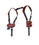 Brown Leather Horizontal Shoulder Holster With Double Mag Pouch