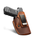 Brown Leather IWB Holster – full grain leather concealed carry holster with steel belt clip