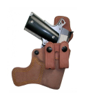 Brown Leather IWB Holster With Dual Mag Pouch – front view – integrated double magazine carrier