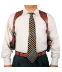 Brown Leather Shoulder Holster Rig with Double Magazine Carrier