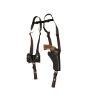 Brown Leather Vertical Shoulder Holster With Speedloader