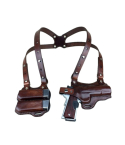Brown Leather Horizontal Shoulder Holster – Double Mag Pouch