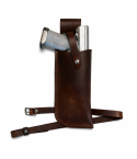 Brown Leather Drop Leg Holster And Pouch Set