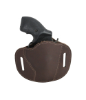 Brown Leather Pancake Belt Slide Holster front view for 2 inch snub nose revolver