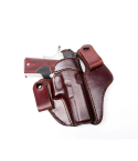 Black leather IWB snap loops holster worn inside the waistband