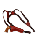 Burgundy Leather Vertical Cross Harness Gun Shoulder Holster
