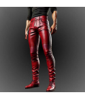 Handmade Men’s Red Leather Biker Pants