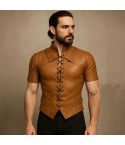 Brown Leather Renaissance Doublet