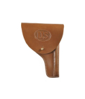 Colt hammerless leather flap holster front view with embossed flap detail