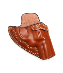 Cross Draw OWB Leather Revolver Holster – brown leather – front profile view