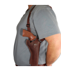 Brown Leather Vertical Revolver Shoulder Holster