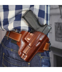 Handcrafted OWB Brown Leather Gun Holster - Custom Hand-Molded Full-Grain Leather Holster