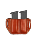 Double magazine pouch, single-stack, leather, Classic Brown