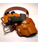 Tan Leather EDC Holster Kit With OWB Holster Gun Belt