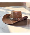 Faux Leather Western Cowboy Hat