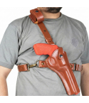Brown Leather Chest Holster with Thumb Break