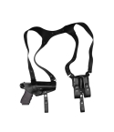 Premium Black Leather Horizontal Shoulder Holster – Double Mag Pouch