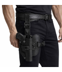 Black Leather Drop Leg Hunting Holster