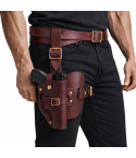 Burgundy Leather Drop Leg Hunting Holster