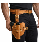 Handcrafted Tan Leather Drop Leg Hunting Holster