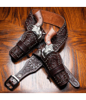 Handcrafted Leather Western Gun Belt with Double Open-Top OWB Holsters