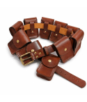 Handmade Brown Leather Utility Pouch Belt with 10 Pockets
