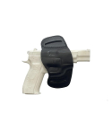 Leather OWB split loop pancake holster molded for handgun with open top design