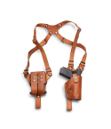 Handmade Tan Leather Vertical Shoulder Holster – Double Mag Pouch
