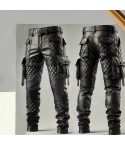 Gothic Quilted Cargo Biker Leather Pants