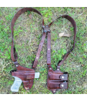 Custom Leather Shoulder Holster with Double Mag Pouch & Steel Thumb Break