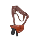 Brown Leather Horizontal Shoulder Holster w/ Steel Thumb Break