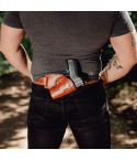 Handcrafted Small of the Back (SOB) Brown Leather Gun Holster - Custom Molded Full-Grain Leather Holster