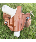 OWB Leather Gun Holster – Custom-Molded Design with Reinforced Steel Thumb Break for Enhanced Security