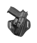 Handcrafted Open-Top OWB Black Leather Gun Holster - Custom Molded Full-Grain Leather Holster