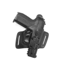 Handcrafted High-Ride OWB Leather Gun Holster - Custom Molded Black Leather Holster for Perfect Fit and Security with Reinforced Steel Thumb Break