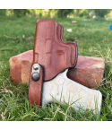 Handcrafted Slim Design OWB Belt Leather Gun Holster - Custom Molded Leather Holster for Perfect Fit with Front Security Strap