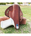 Handcrafted OWB Full-Grain Leather Gun Holster – Custom Molded for Perfect Fit & Security with Reinforced Steel Thumb Break