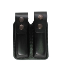  Double Magazine Black Pouch for 9mm | Handmade Leather Dual Mag Holder | Fits Glock, Beretta, Sig, CZ, Taurus, S&W