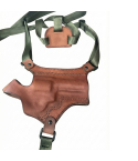Brown Leather Revolver Chest Holster with Thumb Break Retention