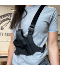 Leather Revolver Chest Holster with Thumb Break Retention