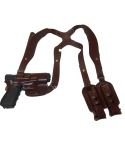 Brown Leather Shoulder Holster for S&W 5904 & 5906 | Double Mag Carrier