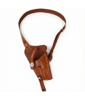 Leather chest holster harness laid flat showing full strap configuration