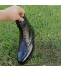 Handmade Brogue Lace‑Up Officer Boots