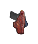 Leather Paddle Holster Fits Glock 17, 19, 21, 26, 27, 30, 43, 43X – Thumb Break – Genuine Brown Leather